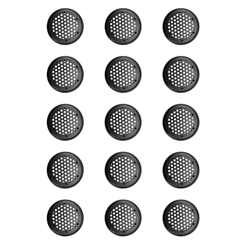 BE-TOOL 15 Pcs Round Mesh Hole Air Vents Stainless Steel Circular Soffit Vent for Closet, Kitchen Shoes Bathroom Cabinet, 53mm ID, Black