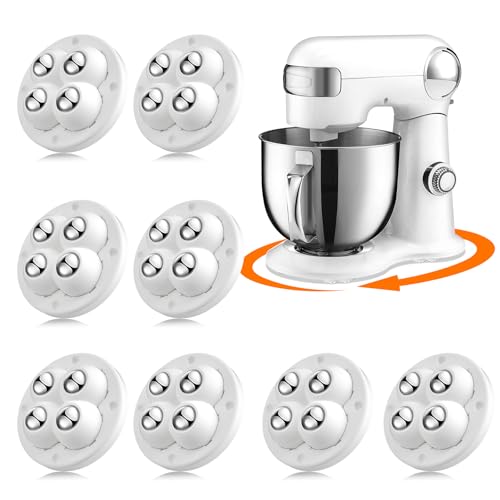 TRVL FIELDER Self Adhesive Caster Wheels, Appliance Rollers for Kitchen Appliances, 360° Swivel Universal Wheel Mini Ball Transfer Roller for Storage Box (with 4 Ball Bearings, White, 8 PCS)