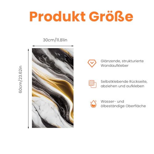Samoprzylepne panele ścienne, 10 sztuk 60 x 30 cm, naklejki na płytki, tylna ścianka kuchenna PCW, samoprzylepne panele ścienne, wodoodporne i olejoodporne, naklejki do kuchni, łazienki (czarno-białe