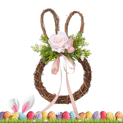 Corona De Pascua - Decoración De Fiesta con De Conejo - Corona Decorativa para Fiestas - para Interior Exterior Pared Salón Porche Ventana Entrada Jardín Valla