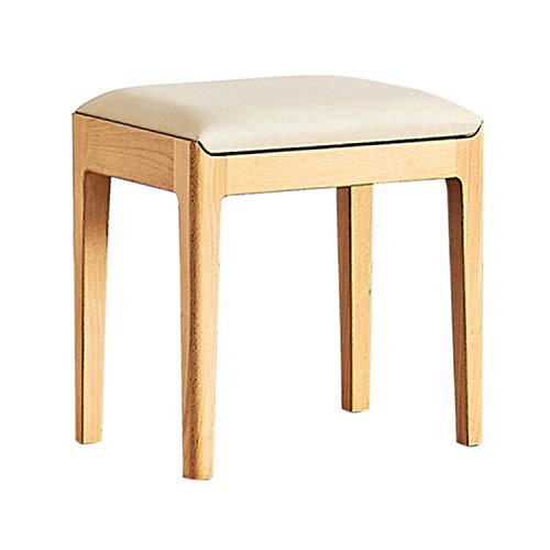 Bancos de Tocador Simple y Moderno, Taburete de Maquillaje de Madera Maciza, Otomana, para Taburete de Tocador en el Dormitorio de la Sala de Estar, con Pies Antideslizantes, Fácil de Instalar Cover