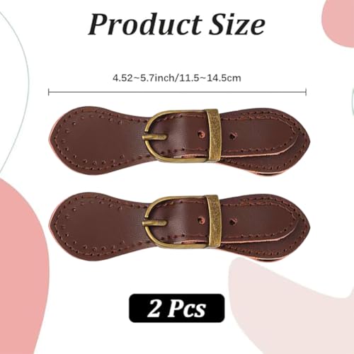 CALFOVERA 2PCS Cowhide Leather Snap Buckle Closures Sew on Toggles Buttons Fasteners Genuine Leather Bag Tab Lock for Purse Wallet Cell Phone Case Jacket Notebook DIY Craft (Coconut Brown)