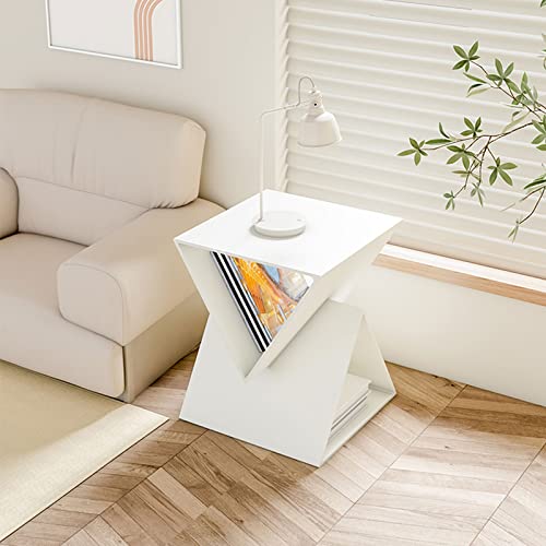 Table de chevet carrée pour chambre et bureau petite table basse blanche