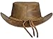 BRANDSLOCK Cowboy Hat Leather Outback Sun Hat with Chin Cord (Tan, S)