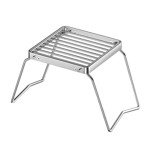 Folding Camping Grill, Stainless Steel Campfire Grill, Disposable BBQ Stand for Picnicking, Camping, and Hiking, 16x16cm