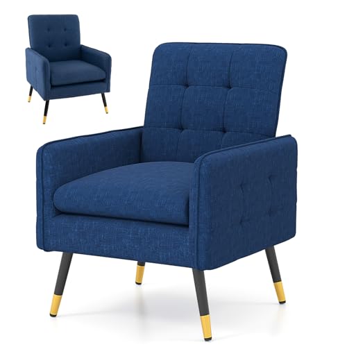 Multigot Modern Accent Armchair, Upholstered Linen Fabric Le