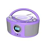 Portable Radio CD Player Stereo CD Player Boombox with Bluetooth/FM Radio/Remote Control/MP3/CD-R/CD-RW Playback/USB Port/AUX Input/Earphone Jack Output, Stereo Sound Audio Player(WTB-791Purple)