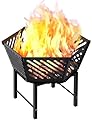 Waaliji 22.5 Inch Portable Hexagon Fire Pit with Travel Bag — Heightened Smokeless Design Outdoor Wood Burning Fire Pit for Camping, Backyard, Patio, Bonfire, Picnic and BBQ, Diagonal Hollow Style