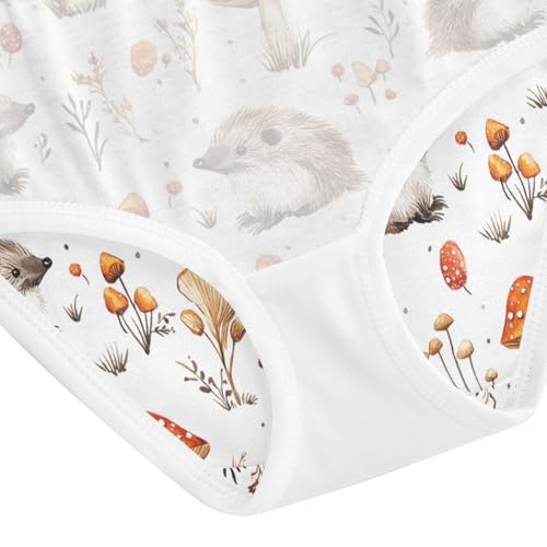 ZZKKO Mushrooms and Hedgehogs Girls Underwear Toddler Panties for Girls Comfort Brief Size 8Y4