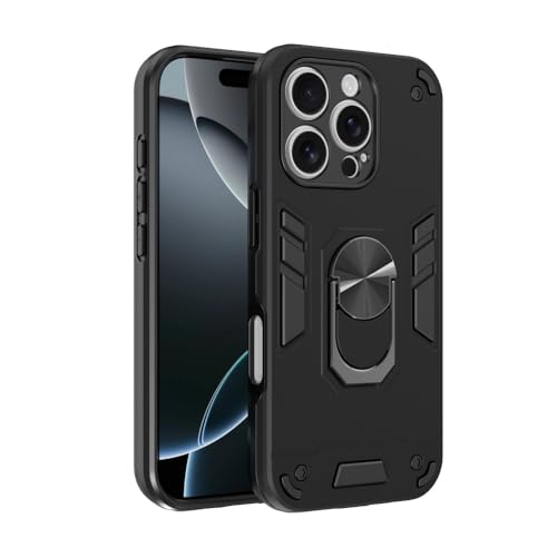 Image of NDCOM for iPhone 16 Pro Case | Premium iPhone 16 Pro Cover for Protection and Style | Shockproof Ring Holder Case Black