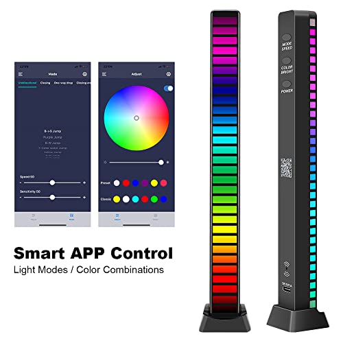 Brynnl Rgb Sound Control Pickup Rhythm Light 32 Bit Led Rechargeable Music Level Lights, Colorful Music Atmosphere Lights With Bluetooth For Car Player Atmosphere, Pc, Tv, Bedroom, Desktop (Black) #TOP4