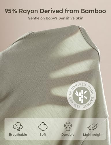 Yoofoss Rayon Made From Bamboo Baby Pajamas 3pcs Newborn Sleepers For Boy Girl Clothes, 0-3 Months Footed Pajamas Zipper Baby Pjs with Mitten,Sage&green&beige
