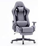 Silla Gaming de Estilo Deportivo con Soporte Lumbar y reposapiés, reclinación de 180°, Silla de Escritorio Ajustable para Ordenador, Tejido Transpirable Tipo Panal, Oficina o para Jugar