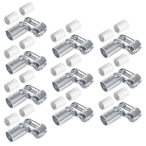 eoere 10 Sets Pivot Tee Pipe Fittings Connector T Adjustable Clamp, Fits OD 1.000" Round Tube and Fits 3/4" EMT