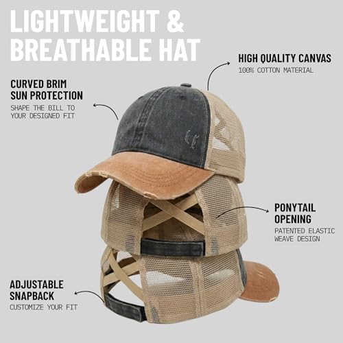 Image of Funky Junque Womens Baseball Cap Dad Hat Ponytail Messy Bun Trucker Ponycap