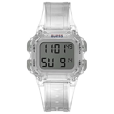 GUESS 46mm Orologio cronografo, Trasparente, misura unica, Orologio al quarzo, Digital