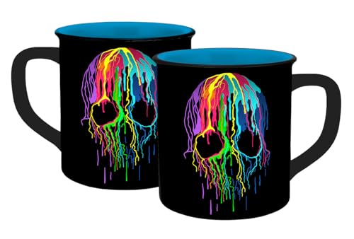 infinite by GEDA LABELS Tasse motif tête de mort fluo aspect émail 400 ml