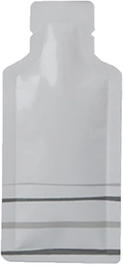 QQ Studio Pack of 100 Color Aluminum Metallized Foil Single-Use Dispenser Tip Open Bottom Heat Seal Sample Pouch (Glossy White with Stripes, 3" x 5")