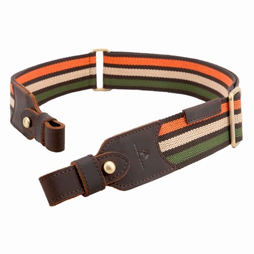 WAYNE'S DOG Cotton Leather Ammo Holder Rifle Sling Adjustable Hunting Gun Strap with Swivels (Without Swivels)