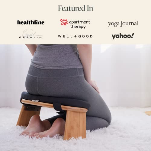 Mindful & Modern Folding Meditation Bench | Locking Magnetic Hinges | Wooden Kneeling Ergonomic Bamboo Seiza For Zen Meditation Posture & Yoga | Prayer Kneeler Stool W/Soft Pillow | With Travel Bag #TOP4