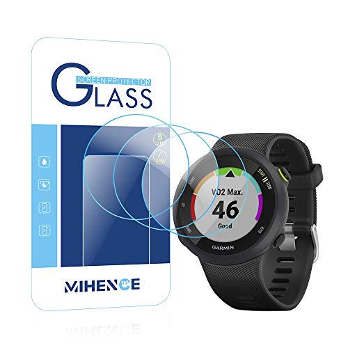Mihence Compatible with Garmin ForeAthlete 45 / ForeAthlete 45S 保護フィルム, 9H ガラス保護フィルム 対応 ガーミン Forerunner 45 / Forerunner 45S Smartwatchスマート腕時計 2.5Dラウンドエッジ ウォッチ指紋防止保護膜