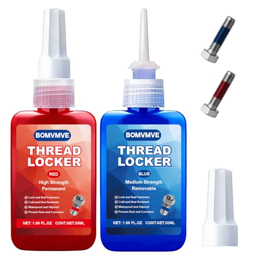 BOMVMVE Les Freins-Filets Professionnels, 2 X 50 ml Frein Filet Bleu (Résistance Moyenne) et Frein Filet Rouge (Résistance Élevée), Conviennent pour Fixer et Sceller Tous Les Filetages Métalliques