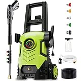 FOTING Pressure Washer with Adjustable Touch Screen 8 Level, 4 Quick Connect Nozzles,Inlet Hose&Filter&Foam Cannon for Cars/Fences/Driveways/Home Cleaning,Green