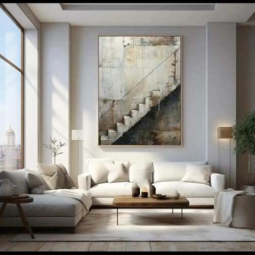 Toile abstraite de designer 60x80 cm | Cadre déco haut de gamme Wabi-Sabi