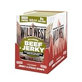 Wild West Jalapeno Beef Jerky 12 × 25g – High Protein Gluten Free Snack – No Added MSG – Ideal for Gym, Travel, Hiking & Everyday Energy