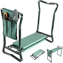 TeqHome Garden Kneeler and Seat Foldable Lightweight Garden Bench with Tool Pouch and Soft Kneeling Pad Portable Garden Stool