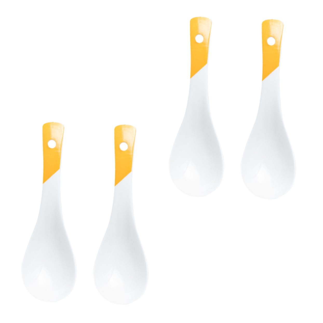 FUNOMOCYA 4pcs Ceramic Spoon Honey Spoons Chinese Spoons Fruit Spoon Soup Spoon Creative Eating Spoon Seasoning Spoons Asian Noodles Ramen Porridge Spoon Dessert Spoon Rice Ceramics White