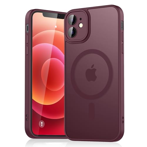 Oumida for iPhone 12 Case/iPhone 12 Pro Magnetic Case (Compatible with MagSafe)(10 FT Military Grade Drop Protection) Slim Translucent Matte Shockproof with Anti-Fingerprint Phone Case (Wine Red)