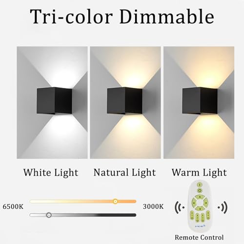 Applique murale LED extérieur noire IP65 avec télécommande pour jardin - 4