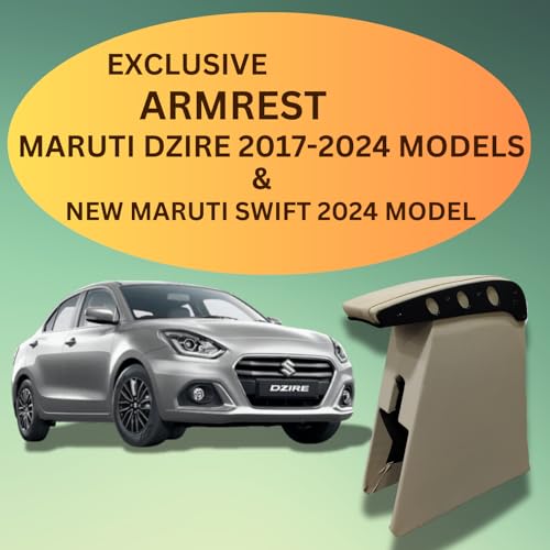 Image of Pabla Enterprises Wooden Car Center Armrest Console compatible with Maruti Suzuki Dzire 2017-2026 & New Swift 2024+ Zxi & Zxi+ model (Beige color)