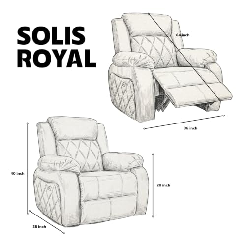 Image of Solis Royale 1 Seater Recliner Sofa Chair | Relaxyard Manual Rocking & Revolving Leatherette Fabric Recliner Lounge for Relaxing | Comfortable Cushioned | Living Room, Bedroom, Home, Office
