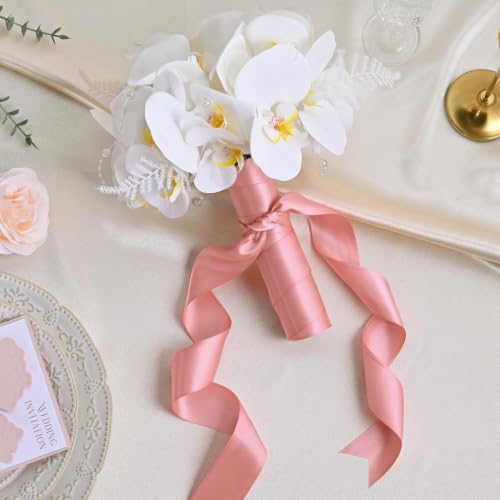 Image of Double Face Dusty Pink Satin Ribbon 1-1 /2 inch X 50 Yards Polyester Dusty Pink Ribbon for Gift Wrapping Very Suitable for Weddings Party Hair Bow Invitation Decorations and More