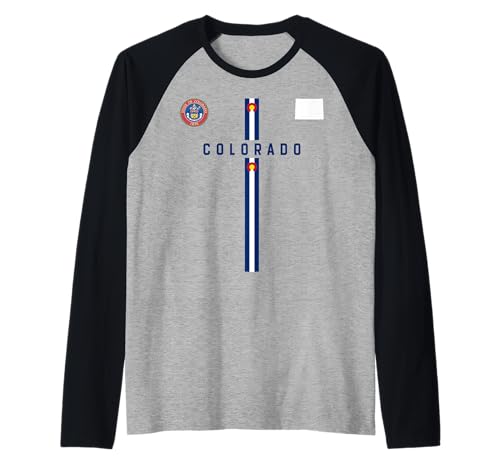 Colorado, bandiera, silhouette, mappa, di, colorado, stato sigillo Maglia con Maniche Raglan