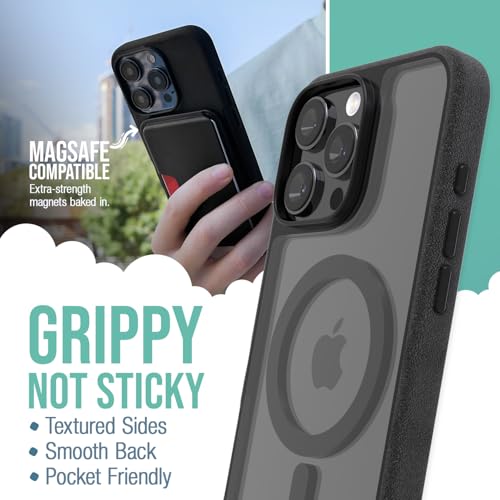 Image of Smartish iPhone 16 Pro Max Magnetic Case - Gripmunk Compatible with MagSafe [Lightweight + Protective] Slim & Thin Grip Cover with Microfiber Lining for Apple iPhone 16 Pro Max - Clearly Black