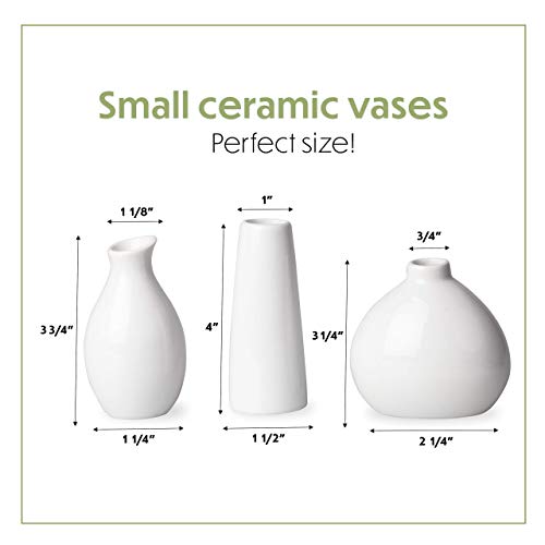3 White Vases for Decor, Small White Vase Ceramic Vases for Home Decor - Thumbnail 3