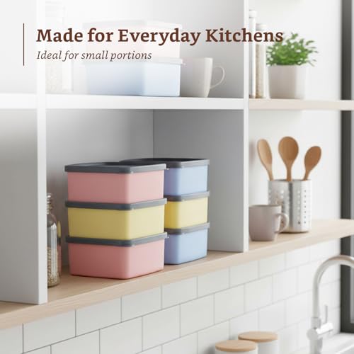 Image of Amazon Brand - Solimo Plastic Storage Container Set With Airtight Lid | BPA-Free Plastic | Microwave Safe | Dishwasher Safe | Kitchen & Outdoor Storage | 550ml | Multicolour | Set of 6