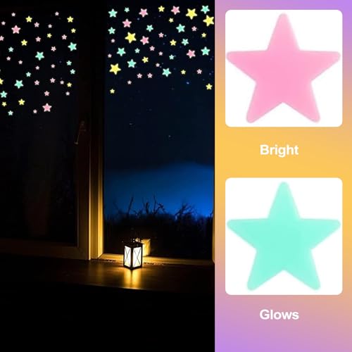 100 adhesivos fluorescentes en forma de estrellas miniatura 3