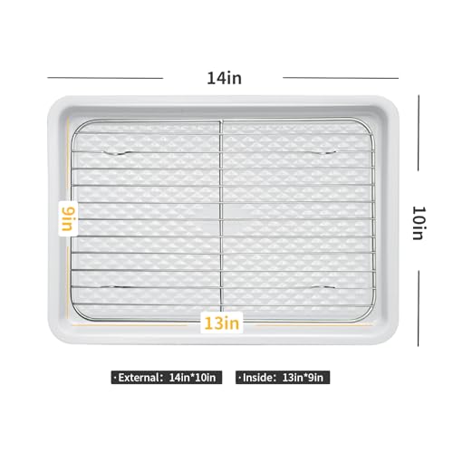 Ymiton Nonstick Ceramic Baking Sheet with Rack, 2-Pack 13x9 Quarter Sheet Pan,(External 10x14), Non-Toxic PTFE & PFOA Free Warp-Free Oven Safe 550°F Dishwasher Safe, Aluminized Steel, Gray Yellow by Ymiton - Image 2