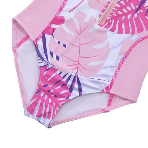 GERU Little Girls One Piece Long Sleeve Rash Guard Swimsuit with Zipper Bathing Suits Sun Protection for 3-12 Years4