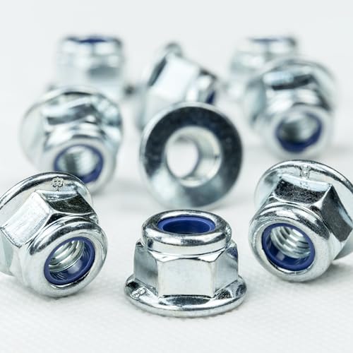 50 Stück Flanschmuttern selbstsichernd – rostfrei durch verzinkten Stahl (M5)