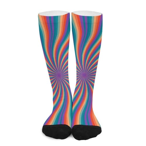 Mid-Calf Casual Socks,Hippie 70s Wavy Breathable Athletic Running Socks Fashion Sport Socks For Women Men
