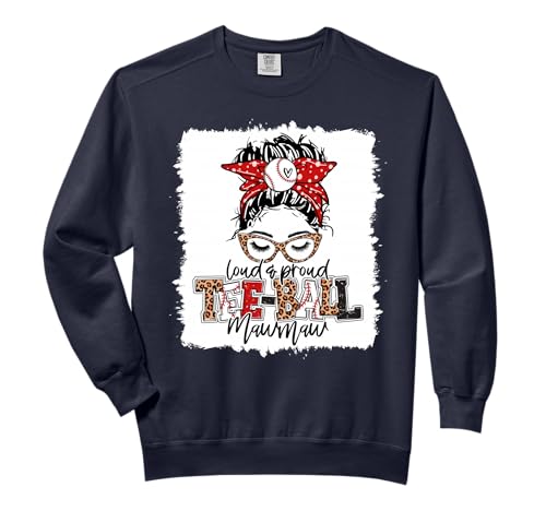 T-Ball Mawmaw Tee Ball Leopard Print Squad Messy Bun Hair Comfort Colors Adult Sweatshirt