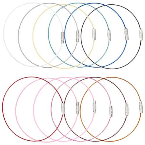 Image of SUNNYCLUE Stainless Steel Loops Wire Keychain Cable Large Key Rings Key Chain for Luggage Tags Key Tags Keyrings Kitchen