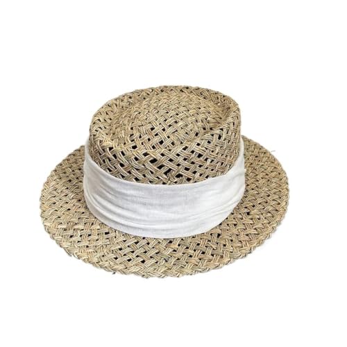 Chapeau de paille pour femme tressé main, grande capeline été pliable