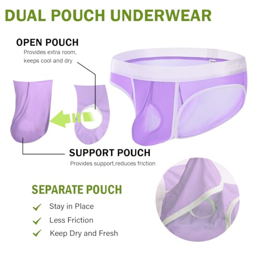 YINYOUYU Men's Dual Pouch Briefs Underwear Ice Silk See Through Ultra-Thin Seamless Panties2