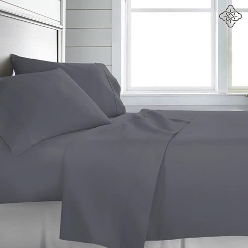 Miniatura 2 de Bioweaves 1 sábana encimera 100% algodón orgánico, 300 hilos, tejido de satén suave, certificado GOTS, color gris, tamaño Queen